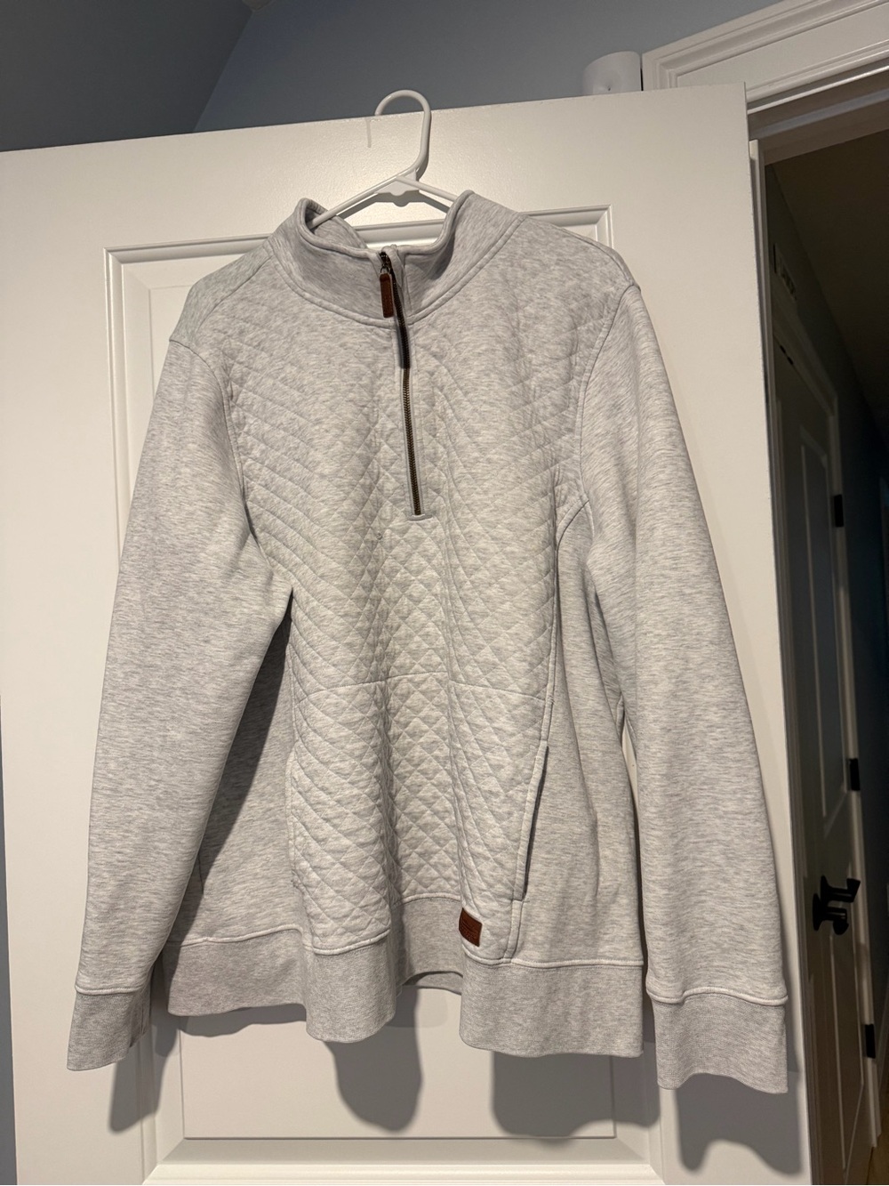 LL Bean - Women’s Quilted Quarter zip Pull Over Light Grey Heather 3X